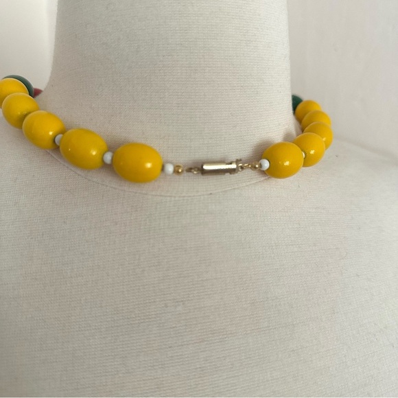 Vintage Necklace Colorful Rainbow Wood Bead Chunky Bright Funky - Picture 3 of 7